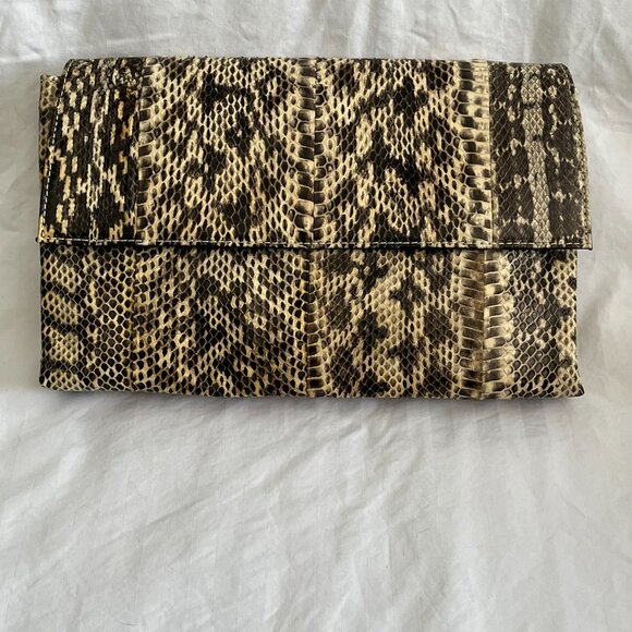Charles David Snakeskin Leather Clutch - Picture 2 of 7